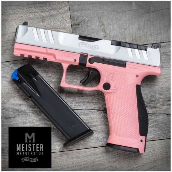 Walther - Pistole / PDP F-Series / 4 / Schlitten in Stainless / Griffstück Bright Pink / 9mm / 15 Schuss / Optic Ready