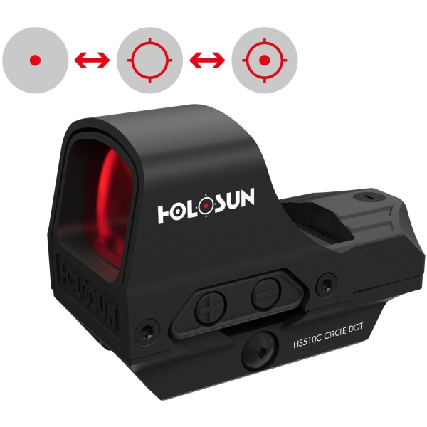 Holosun - HS510C Offenes Reflex Rotpunktvisier, wechselbares 2MOA Punkt, 65MOA Kreis Absehen