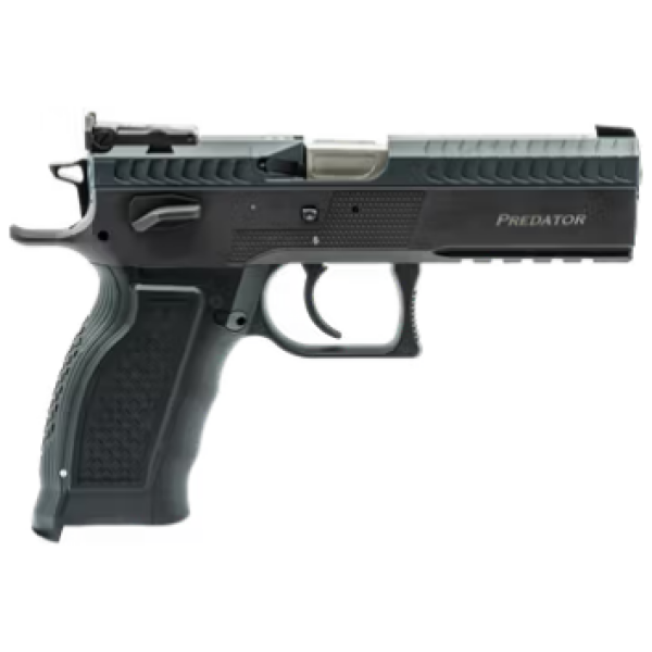 Phoenix - Pistole / Predator / Rechtshand / Black / DA/SA / Fiberkorn Rot / OR LPA / Standard Lauf / Alu Griff PR / 9mm